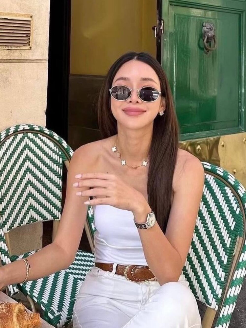 Prada PR65ZS ZVN70L Oval Sunglasses – Pale Gold\Dark Green - Picture 5 of 13